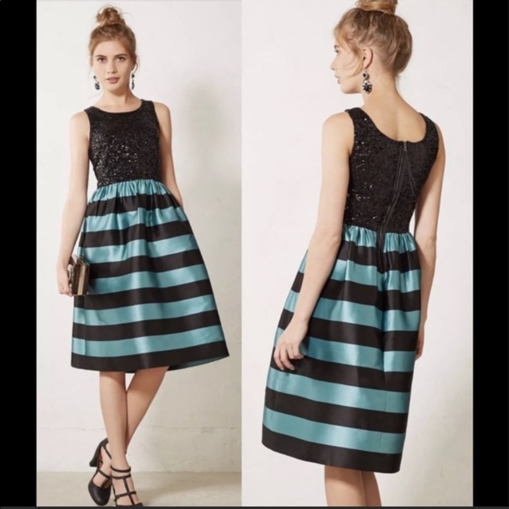 *NWT* Anthropologie Leifsdottir Starlit Stripes Party Dress Sequined Size 6